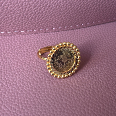   Bubbles Ring with Original Quarter Lira (Adjustable)